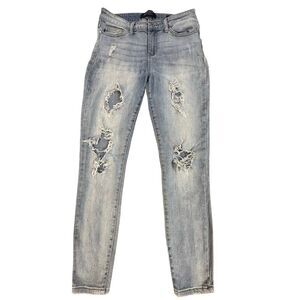 Judy Blue Skinny Fit Distressed Mid Rise Light Wash Stretch Jeans Size 29”x 28”